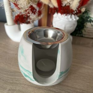 Ręcznie wykonany kominek ceramiczny do wosków zapachowych – turkusowy